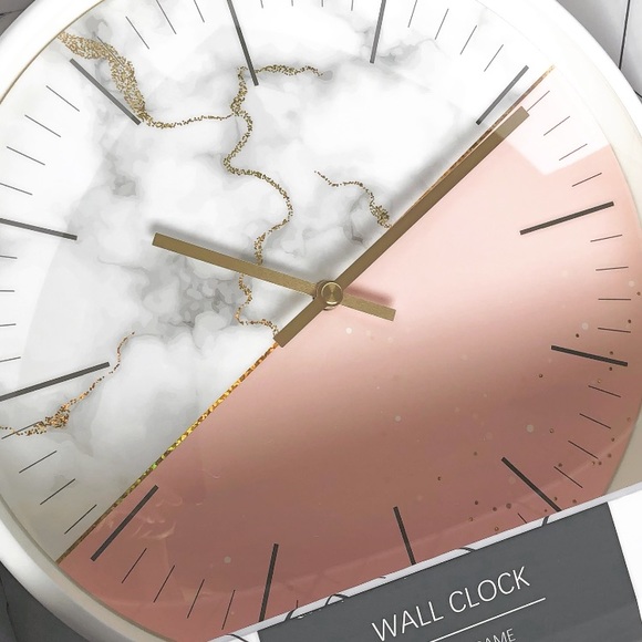 •HP• White Marble Half Blush Pink Wall Clock - Picture 2 of 3